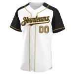 Custom Baseball Jersey with Personalized Name and Number, White Old Gold-Black Authentic Raglan Sleeves Design Personalized