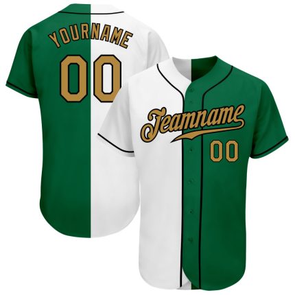 Custom Name and Number Baseball Jersey - Personalized Old Gold-Black Fashion Split Design, Authentic Team Apparel Personalized