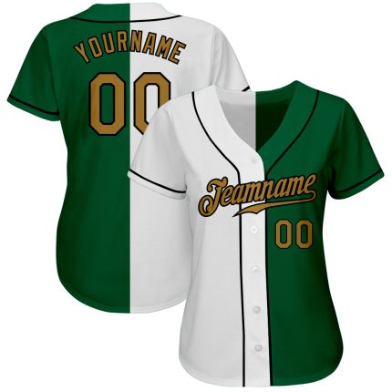 Custom Name and Number Baseball Jersey - Personalized Old Gold-Black Fashion Split Design, Authentic Team Apparel Personalized