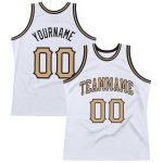 Custom Name Number Authentic Throwback Basketball Jersey - Personalized White Old Gold-Black Team Jersey Personalized White