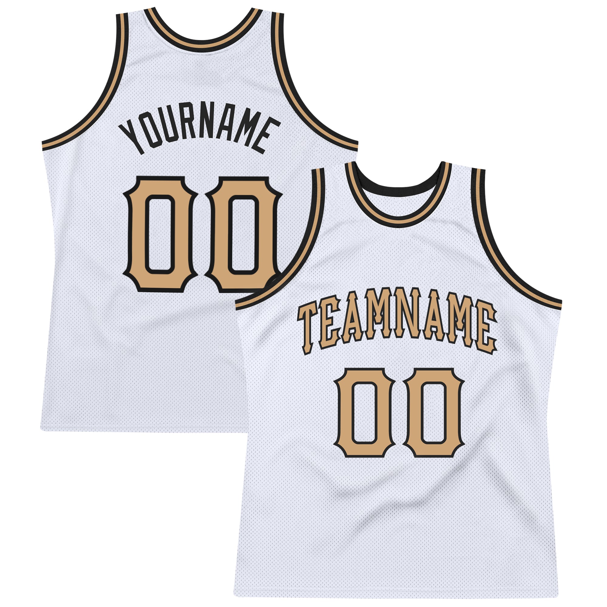 Custom Name Number Authentic Throwback Basketball Jersey - Personalized White Old Gold-Black Team Jersey Personalized White