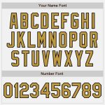 Custom Team Name and Number Two Tone Bomber Varsity Letterman Jacket White Old Gold Black Full-Snap Personalized White Old