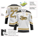Custom Name and Number Hockey Jersey - Personalized White Old Gold-Black Lace Neck Team Jersey Personalized White Old Gold-Black