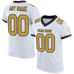 Personalized Authentic Football Jersey - White Gold Black Mesh Design Personalized White Old Gold-Black Mesh Authentic Football