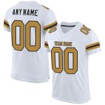 Custom Authentic Football Jersey - Personalized White Old Gold-Black Mesh with Custom Name and Number Personalized White
