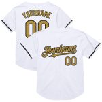 Custom Name and Number Personalized Throwback Baseball Jersey in White, Old Gold, and Black Mesh - Authentic Team Apparel
