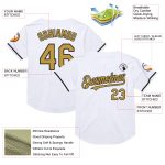 Custom Name and Number Personalized Throwback Baseball Jersey in White, Old Gold, and Black Mesh - Authentic Team Apparel