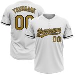 Custom Name and Number Two-Button Unisex Old Gold-Black Softball Jersey - Personalized White Team Jersey Personalized White