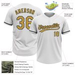 Custom Name and Number Two-Button Unisex Old Gold-Black Softball Jersey - Personalized White Team Jersey Personalized White