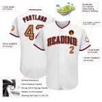 Personalized Authentic Baseball Jersey in White with Old Gold and Navy Accents Personalized White Old Gold-Navy Authentic