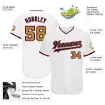 Custom Name and Number Personalization on Old Gold-Navy Authentic Baseball Jersey - White Team Jersey Personalized White