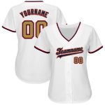 Custom Name and Number Personalization on Old Gold-Navy Authentic Baseball Jersey - White Team Jersey Personalized White