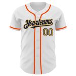 Custom Name Number Authentic Baseball Jersey - Personalized White Old Gold Navy Orange Team Jersey Personalized White Old