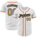 Custom Name Number Authentic Baseball Jersey - Personalized White Old Gold Navy Orange Team Jersey Personalized White Old