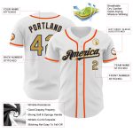 Custom Name Number Authentic Baseball Jersey - Personalized White Old Gold Navy Orange Team Jersey Personalized White Old