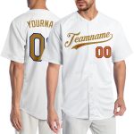 Custom Name and Number Personalized Authentic Baseball Jersey in White Old Gold-Red Personalized White Old Gold-Red Authentic