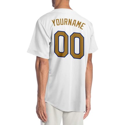 Custom Name and Number Personalized Authentic Baseball Jersey in White Old Gold-Red Personalized White Old Gold-Red Authentic