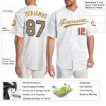 Custom Name and Number Personalized Authentic Baseball Jersey in White Old Gold-Red Personalized White Old Gold-Red Authentic
