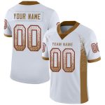 Custom Team Football Jersey - Personalized White Red Gold Mesh, Name & Number, Drift Fashion Design Personalized White Old