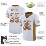 Custom Team Football Jersey - Personalized White Red Gold Mesh, Name & Number, Drift Fashion Design Personalized White Old