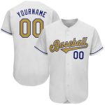 Personalized Old Gold-Royal Authentic Baseball Jersey - Custom White Jersey Personalized White Old Gold-Royal Authentic Baseball