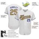 Custom Name and Number Personalized Baseball Jersey in White Old Gold-Royal Authentic Style Personalized White Old Gold-Royal