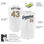 Personalized Authentic Sleeveless Baseball Jersey in White with Old Gold-Royal Trim Personalized White Old Gold-Royal Authentic