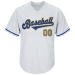 Custom Name and Number Old Gold-Royal Baseball Jersey Shirt - Personalized Rib-Knit Authentic Throwback Design Personalized