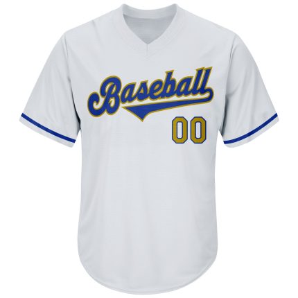 Custom Name and Number Old Gold-Royal Baseball Jersey Shirt - Personalized Rib-Knit Authentic Throwback Design Personalized