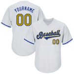 Custom Name and Number Old Gold-Royal Baseball Jersey Shirt - Personalized Rib-Knit Authentic Throwback Design Personalized