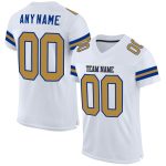 Custom Name and Number Personalized Authentic Football Jersey - White Old Gold-Royal Mesh Team Jersey Personalized White