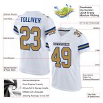 Custom Name and Number Personalized Authentic Football Jersey - White Old Gold-Royal Mesh Team Jersey Personalized White