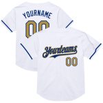 Custom Name and Number Personalized White Gold Royal Mesh Baseball Jersey - Authentic Throwback Team Jersey Personalized