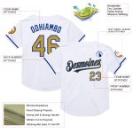 Custom Name and Number Personalized White Gold Royal Mesh Baseball Jersey - Authentic Throwback Team Jersey Personalized
