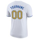 Custom Team Name Number Performance T-Shirt - Personalized White Old Gold-Royal Design Personalized White Old Gold-Royal