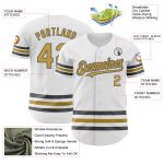 Custom Baseball Jersey with Personalized Name and Number in White, Old Gold, and Steel Gray - Authentic Team Apparel Personalized