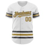 Custom Baseball Jersey with Personalized Name and Number in White, Old Gold, and Steel Gray - Authentic Team Apparel Personalized