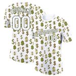 Custom Name and Number Dollar Sign Money Theme T-Shirt with 3D Olive Pattern - Personalized Performance Tee Personalized