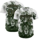 Custom Name Number White Olive-Black Animal Lion Baseball Jersey 3D Pattern Design Personalized Style Personalized White