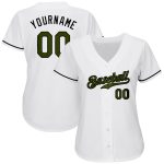 Personalized Memorial Day Baseball Jersey - Authentic White Olive-Black Design Personalized White Olive-Black Authentic Memorial