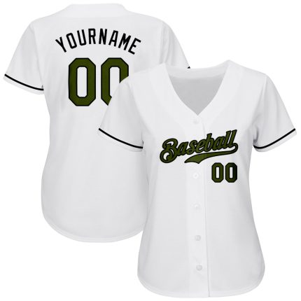 Personalized Memorial Day Baseball Jersey - Authentic White Olive-Black Design Personalized White Olive-Black Authentic Memorial