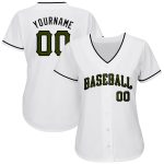 Personalized Memorial Day Baseball Jersey with Custom Name and Number - White Olive-Black Team Edition Personalized White