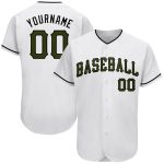Personalized Memorial Day Baseball Jersey with Custom Name and Number - White Olive-Black Team Edition Personalized White