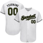 Personalized Memorial Day Baseball Jersey - Authentic White Olive-Black Design Personalized White Olive-Black Authentic Memorial