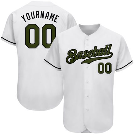 Personalized Memorial Day Baseball Jersey - Authentic White Olive-Black Design Personalized White Olive-Black Authentic Memorial
