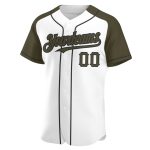 Custom Name and Number Baseball Jersey - Personalized White Olive-Black Authentic Raglan Sleeves Personalized White Olive-Black