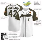Custom Name and Number Baseball Jersey - Personalized White Olive-Black Authentic Raglan Sleeves Personalized White Olive-Black