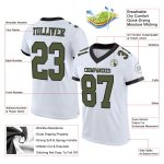 Personalized Authentic Football Jersey in White Olive and Black Mesh Personalized White Olive-Black Mesh Authentic Football