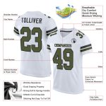 Custom Name and Number Authentic Football Jersey - Personalized White Olive-Black Mesh Team Apparel Personalized White Olive-Black