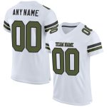 Custom Name and Number Authentic Football Jersey - Personalized White Olive-Black Mesh Team Apparel Personalized White Olive-Black
